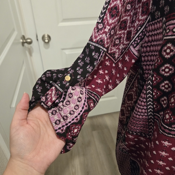 NWT Cathy Mixed Print Zip-Up Blouse Size Large - Picture 3 of 9